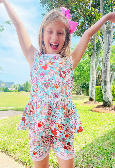 Girls Mouse Treats Shorts Set with Matching Bow - Bowtism